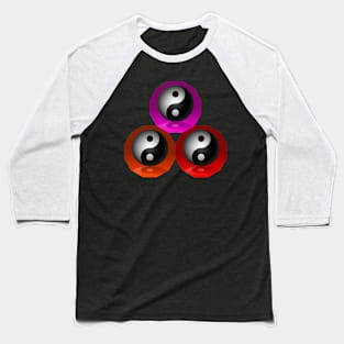 Yin Yang Triangle - Pink, Red and Orange Baseball T-Shirt